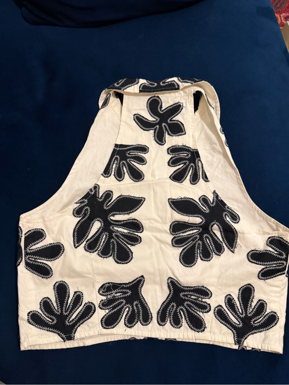Pilcro Black & White Embroidered Button-Front Crop Shirt - Picture 2 of 3